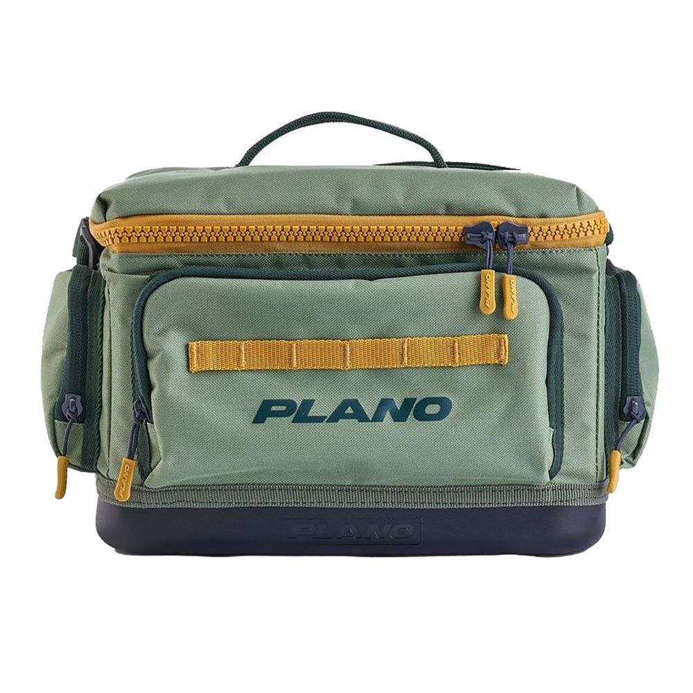Plano Weekend Tackle Bag 3600 in moss color, fishing tackle storage bag with multiple compartments for organized fishing gear.
