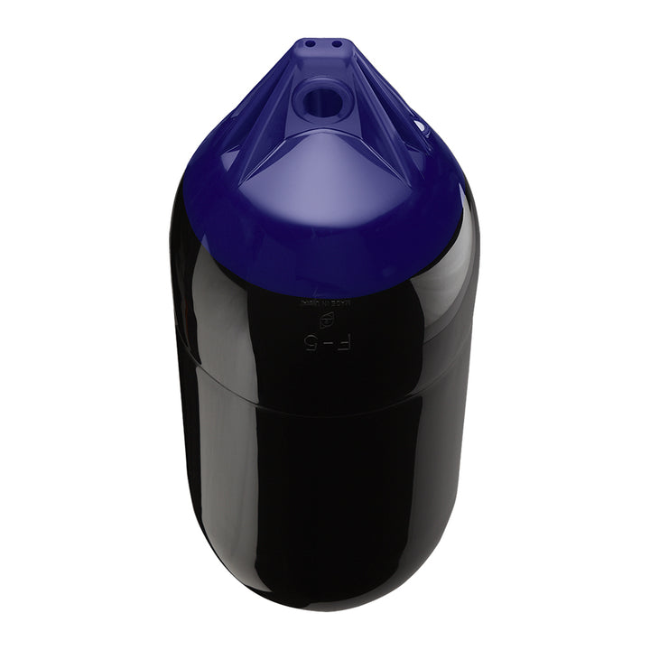 Black Polyform F-5 Twin Eye Fender, 11x30 inches, marine boat fender with twin eye design for protection against docks and boats.