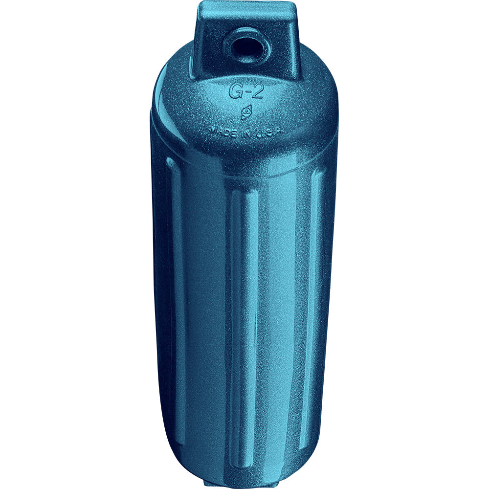 Polyform U.S. Polyform G-2 Twin Eye Fender in metallic blue, 4.5" x 15.5" boat fender with twin eye design.