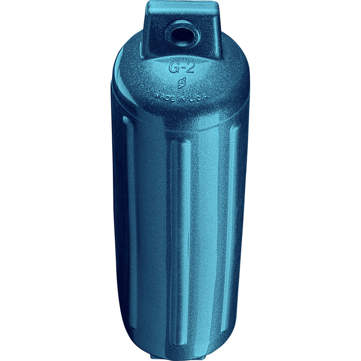 Polyform U.S. Polyform G-2 Twin Eye Fender in metallic blue, 4.5" x 15.5" boat fender with twin eye design.