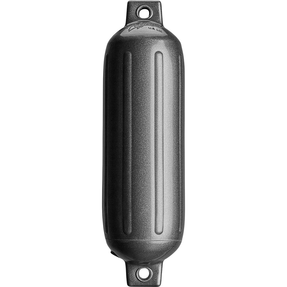 Polyform G-3 Twin Eye Fender in metallic graphite, 5.5" x 19", made by Polyform U.S., designed for boat protection.