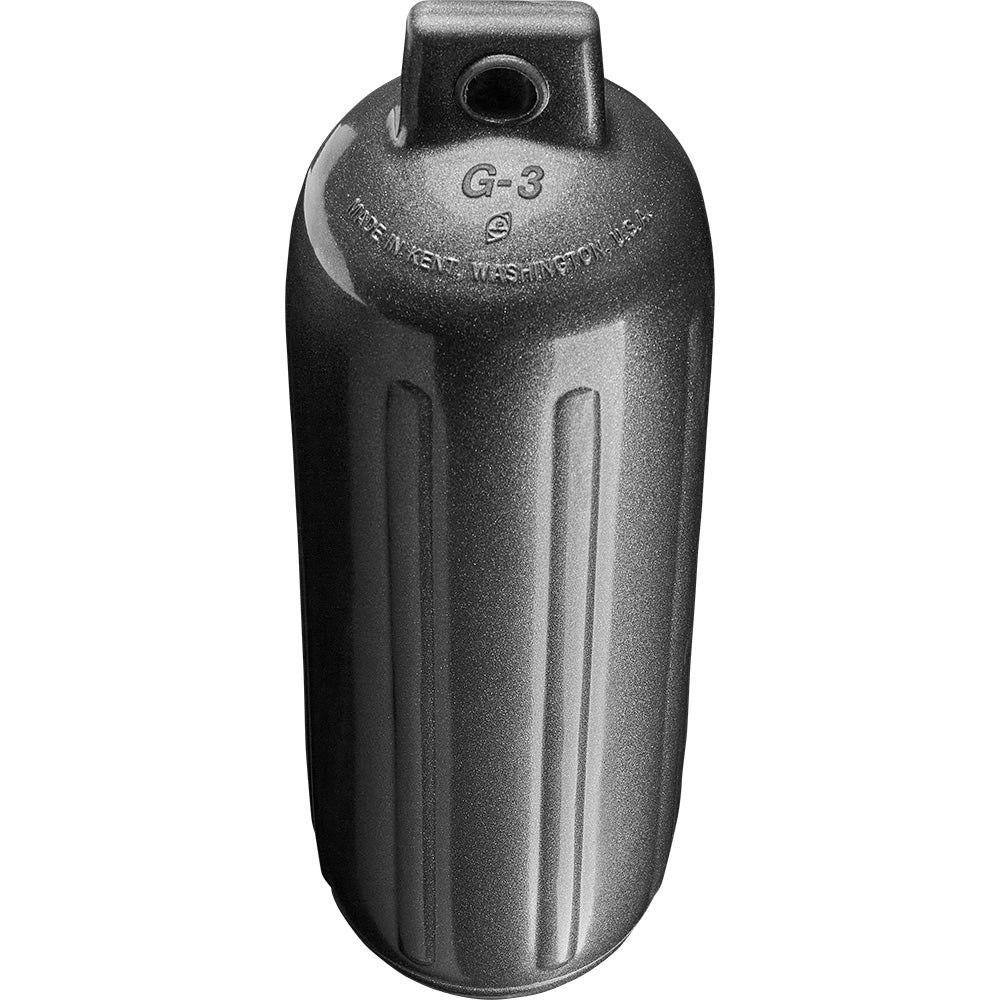 Polyform U.S. G-3 Twin Eye Fender in metallic graphite, 5.5" x 19" boat fender with twin eye design for marine protection.