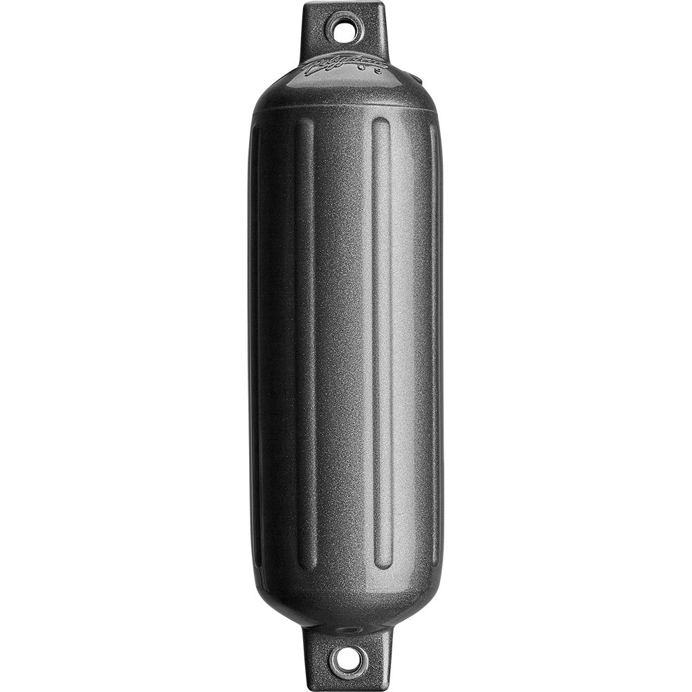 Polyform U.S. G-4 Twin Eye Fender in metallic graphite, 6.5"x22" boat bumper with twin eye design on a clean background.