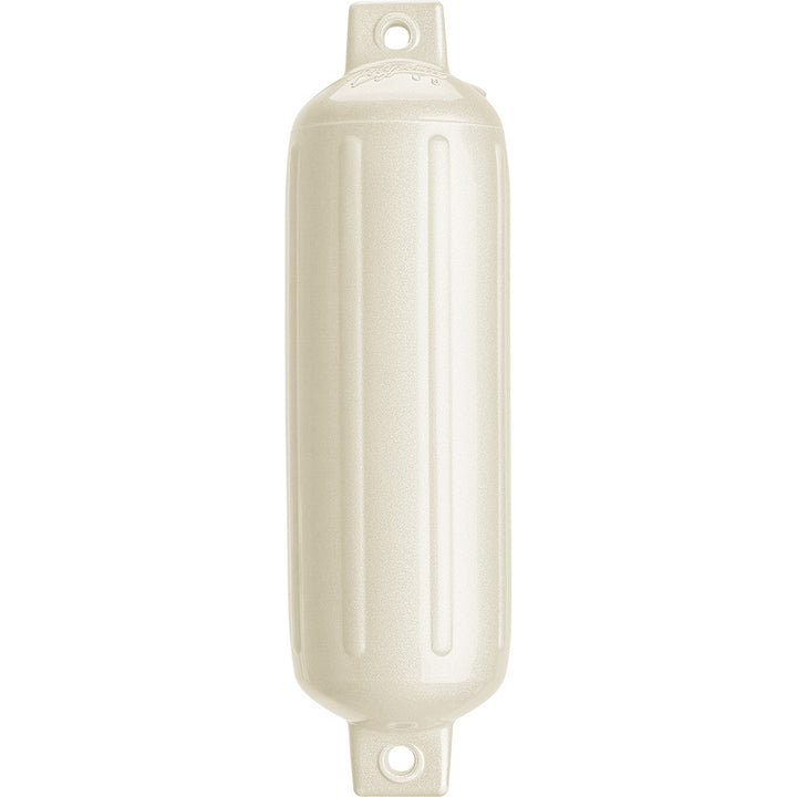 Polyform G-4 Twin Eye Fender in metallic white, 6.5 x 22 inches, durable boat fender by Polyform U.S. with twin eye design.