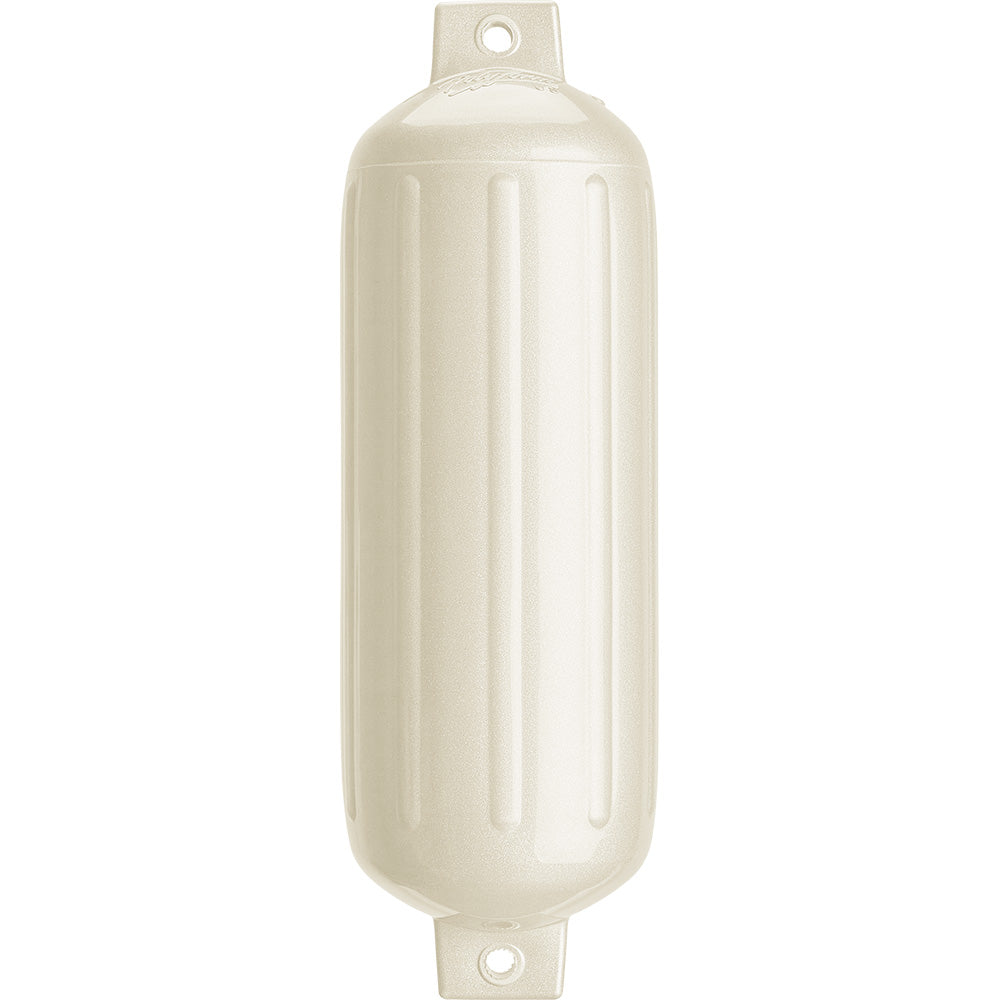 Polyform U.S. G-5 Twin Eye Fender in metallic white, 8.8 x 26.8 inches, durable marine boat fender with twin eye design