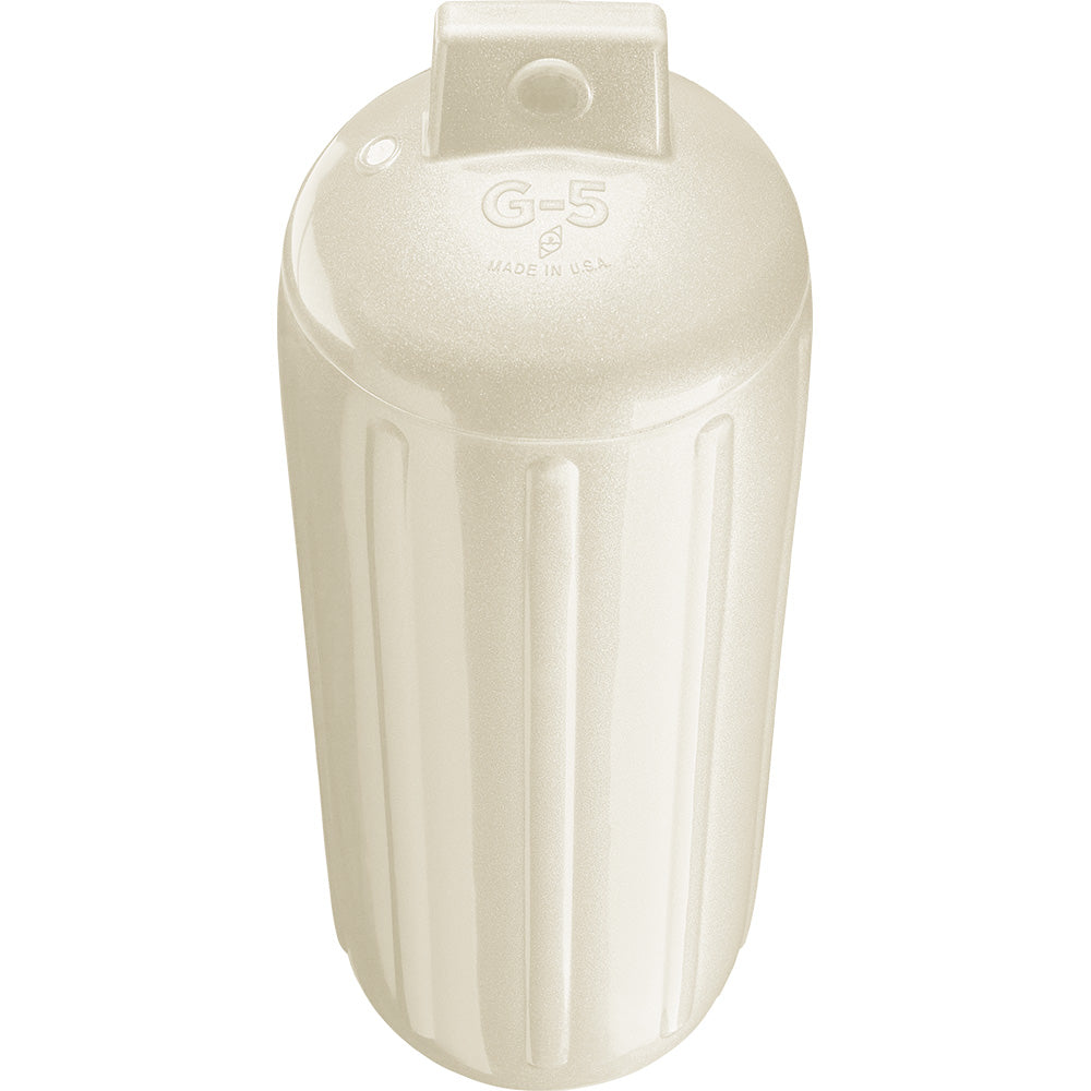 Polyform U.S. Polyform G-5 Twin Eye Fender in metallic white, 8.8" x 26.8", durable boat fender with twin eye design.