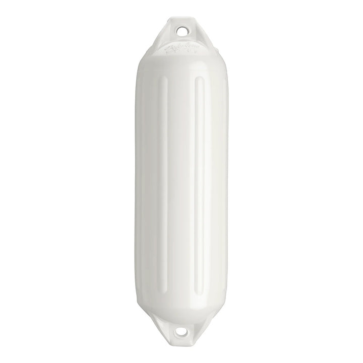Polyform U.S. NF-3 Heavy-Duty Twin Eye Fender in white, 5.6" x 19" for boats, durable marine fender with twin eye design