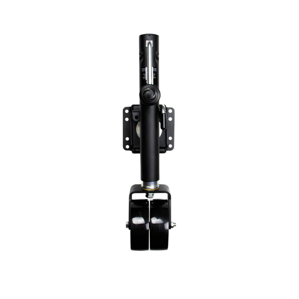 Powerwinch Select Series 1500lb bolt-on jack with double wheels in carbon black, designed for heavy-duty lifting and stability.