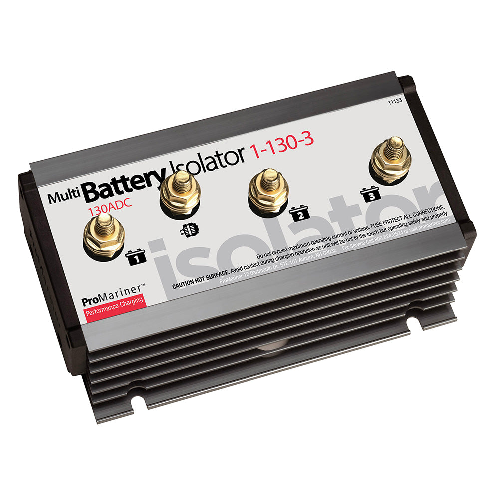 ProMariner 130 Amp Battery Isolator for 1 Alternator and 3 Batteries, waterproof marine battery isolator with wiring terminals