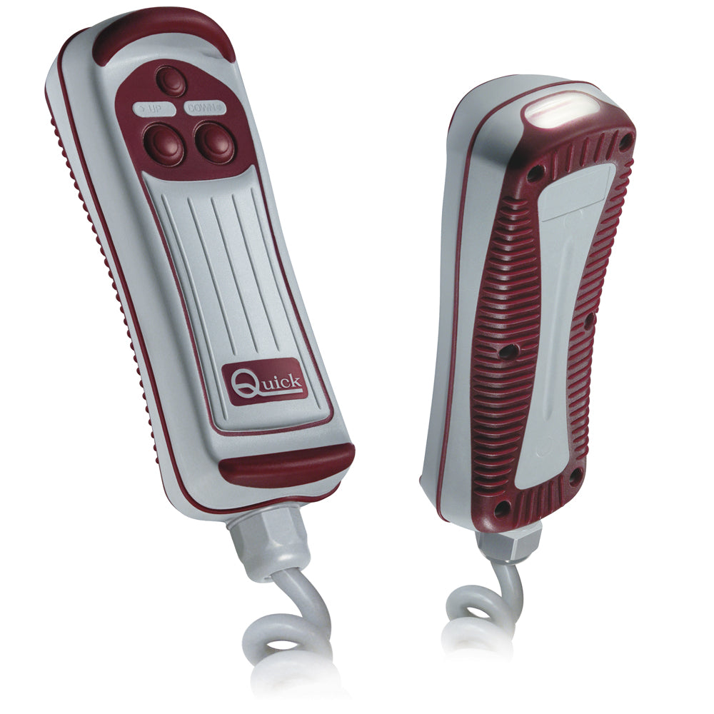 Quick HRC1002L 2-button remote control with LED for windlass accessories, featuring a compact design and easy operation.