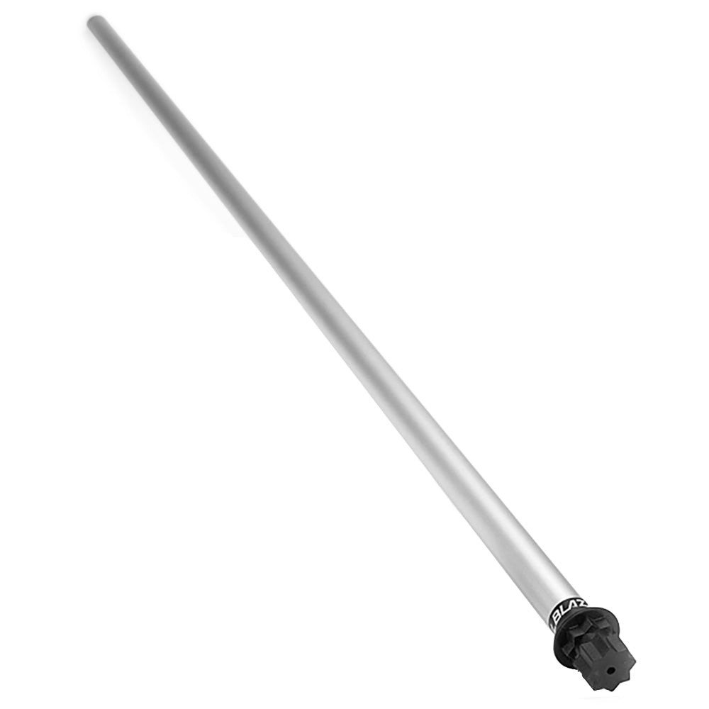 Aluminum RAILBLAZA flag pole accessory mounted on a boat, designed for marine flag display and easy installation.