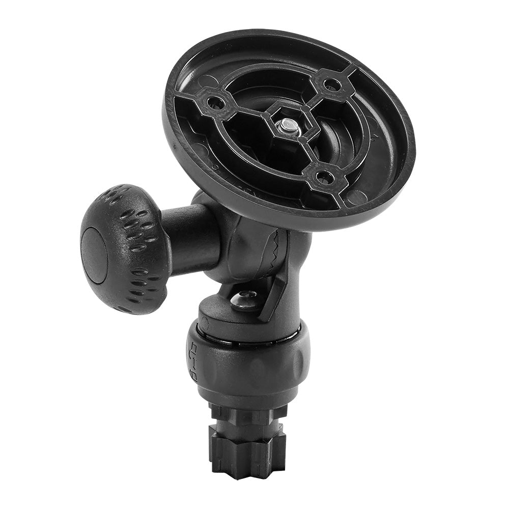 Railblaza Garmin Fishfinder Mount R-Lock accessory attached to a boat, securing the fishfinder for stable viewing.