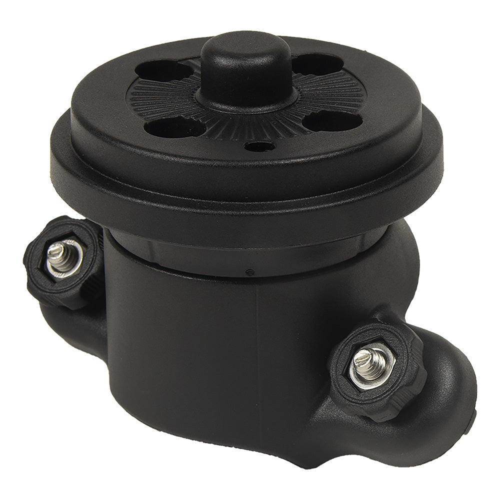 Railblaza HEXX Track Mount 45 base accessory on boat deck, showing the durable mounting platform for RAILBLAZA accessories.
