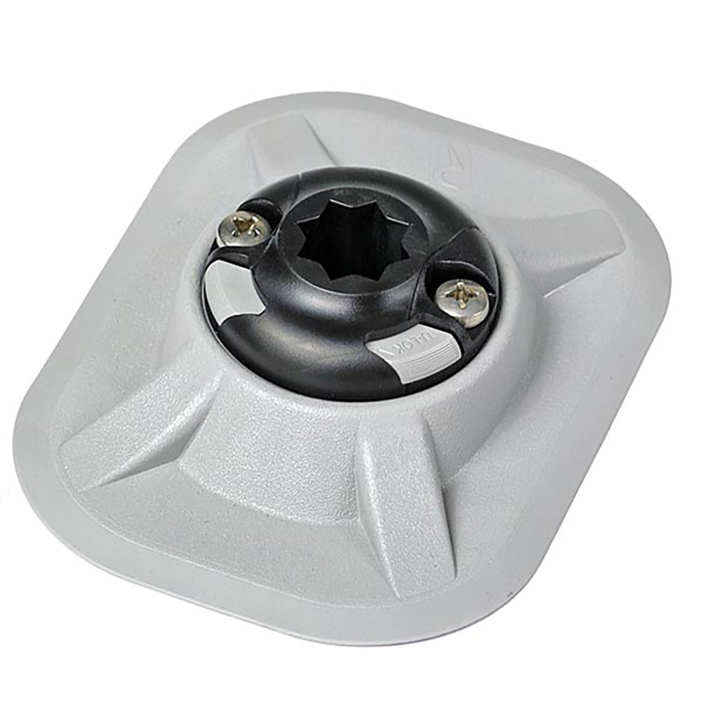 RAILBLAZA RibPort Base accessory with grey 3M backing for boat mounting and stability on marine surfaces.