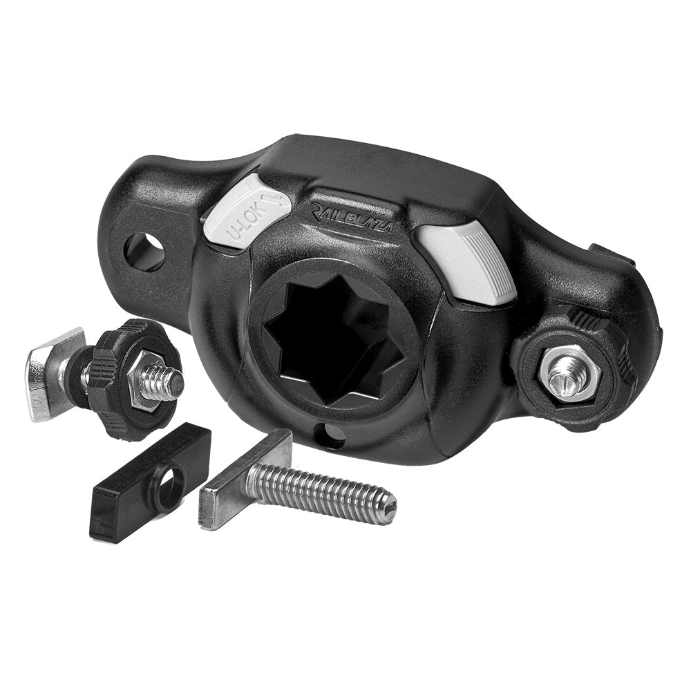 RAILBLAZA StarPort TracLoader kayak and boat accessory mount shown in black, designed for versatile attachment on watercraft.