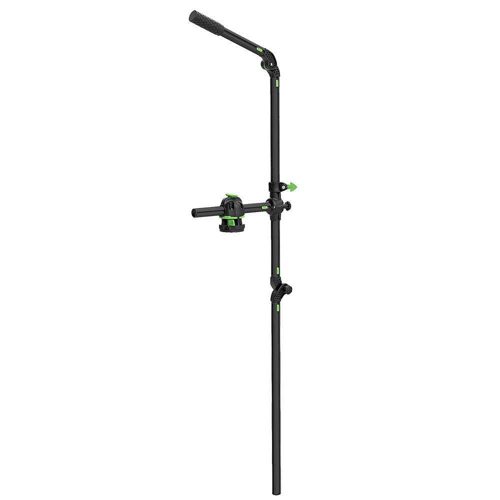 RAILBLAZA HEXX Live Pole 60 fishing accessory mounted on boat, featuring durable construction and adjustable design for fishing use.