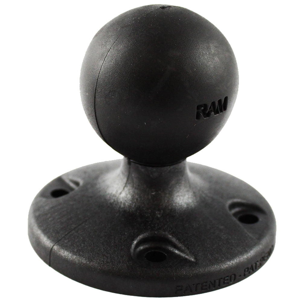 RAM Mount C Size 2.5-inch composite round base with AMPS hole pattern and 1.5-inch ball for secure device mounting.