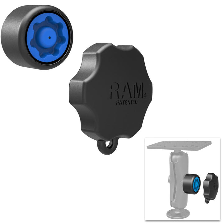RAM Mount Mixed Combination Pin-Lock Security Knob &amp; Key Knob f/1.5" Diameter C Size Arms