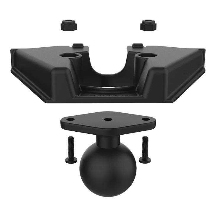 C size RAM Mount ball adapter for Starlink Mini, compatible with RAM Mounting Systems, shown with mounting hardware and connector.