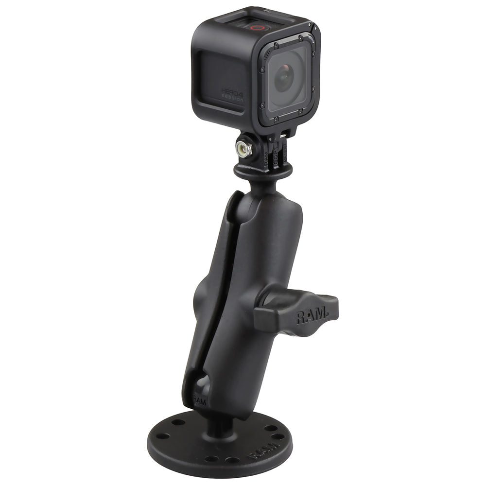 RAM Mount 1-inch ball mount with custom GoPro Hero adapter, camera mount for secure GoPro camera attachment.