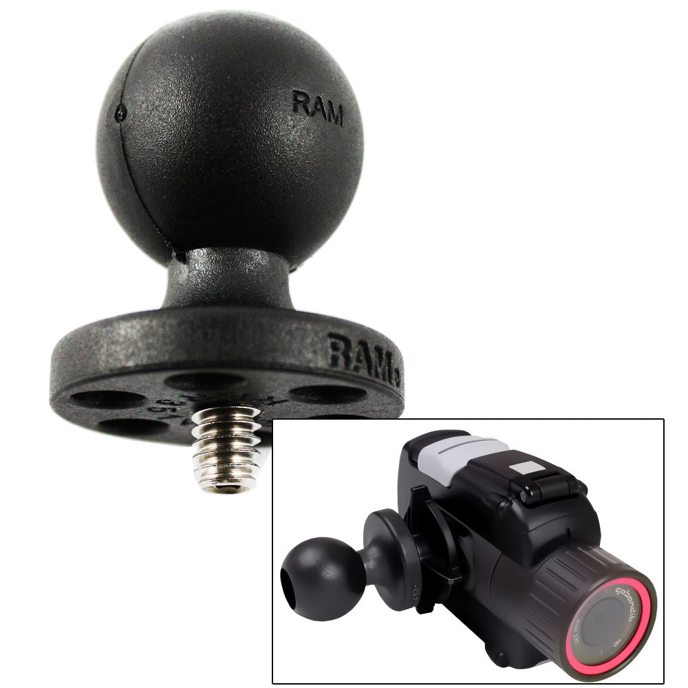 RAM Mounting Systems composite 1-inch ball with 1/4-20 stud for camera and camcorder mounting, durable and versatile.