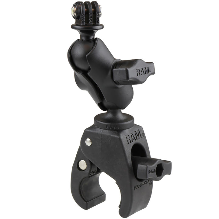 RAM Mount Small Tough-Claw Base with Short Double Socket Arm for GoPro and action cameras, durable camera mounting solution