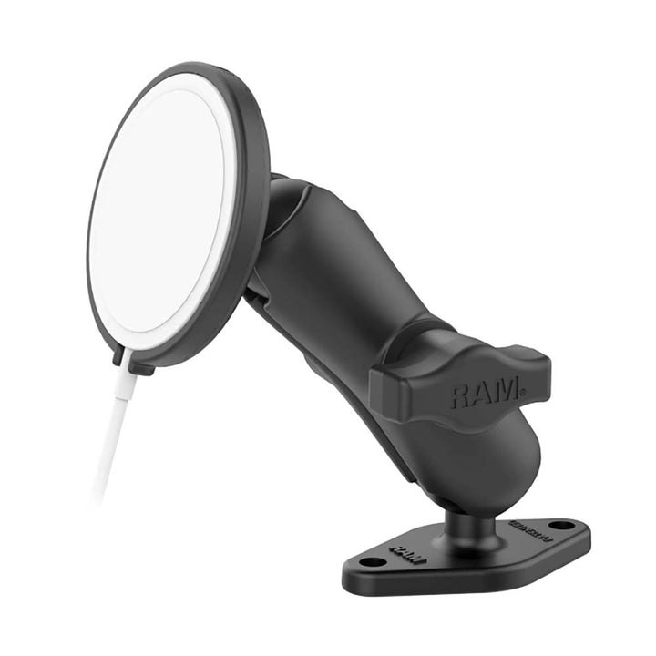RAM Mounts Drill-Down Mount for Apple MagSafe cell phone, durable RAM mounting system for secure attachment.