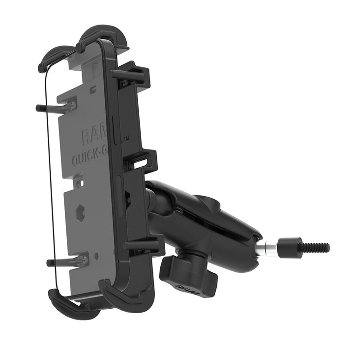 RAM Mount Quick-Grip XL Phone Mount with grab handle and M6 bolt base, designed for secure cell phone mounting.