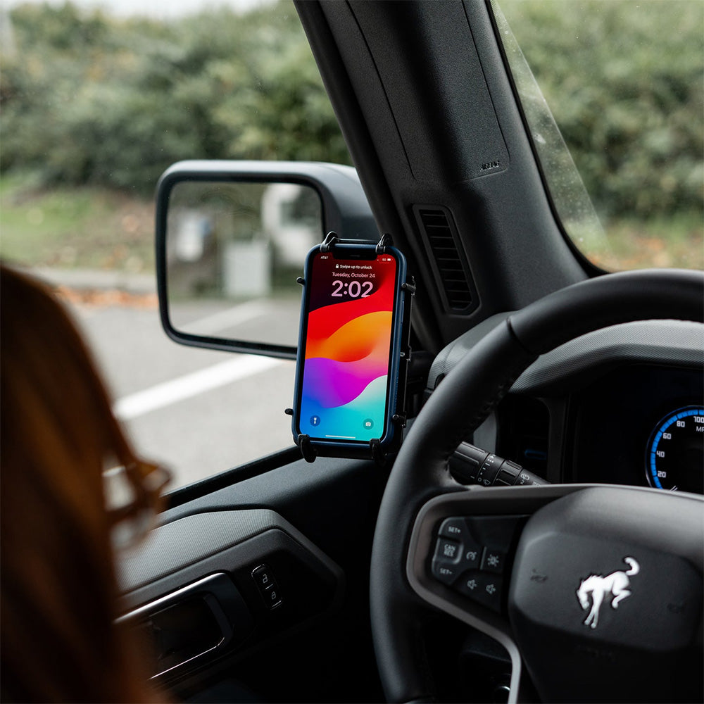 RAM Quick-Grip XL Phone Mount with grab handle and M6 bolt base, compatible with RAM Mounting Systems cell phone mounts.