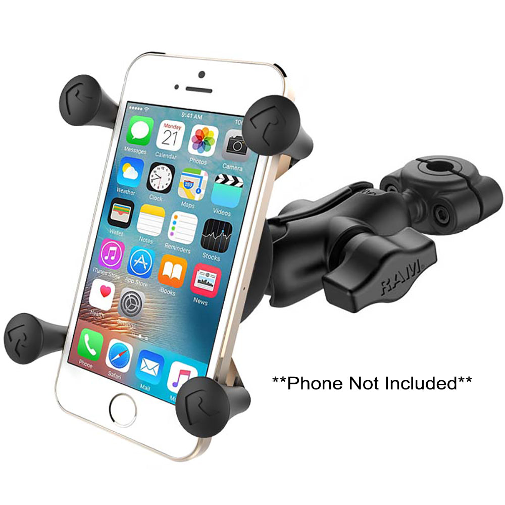 RAM Mounting Systems RAM Torque cell phone mount with mini rail base, 1-inch ball, short arm, and X-Grip for secure phone holding