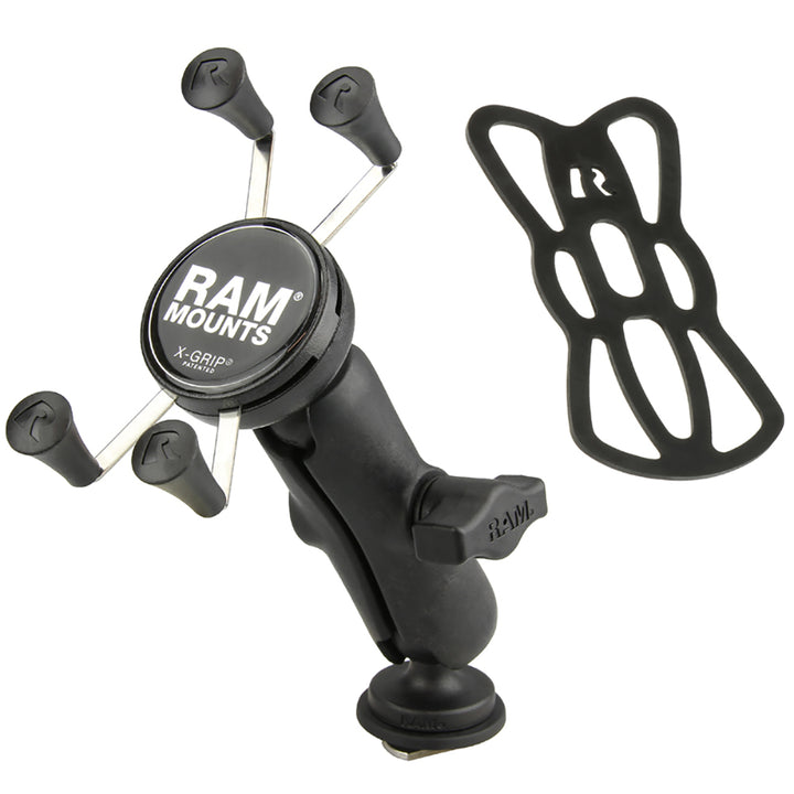 RAM Mount X-Grip phone mount with Track BallBase for secure cell phone mounting and easy adjustment.