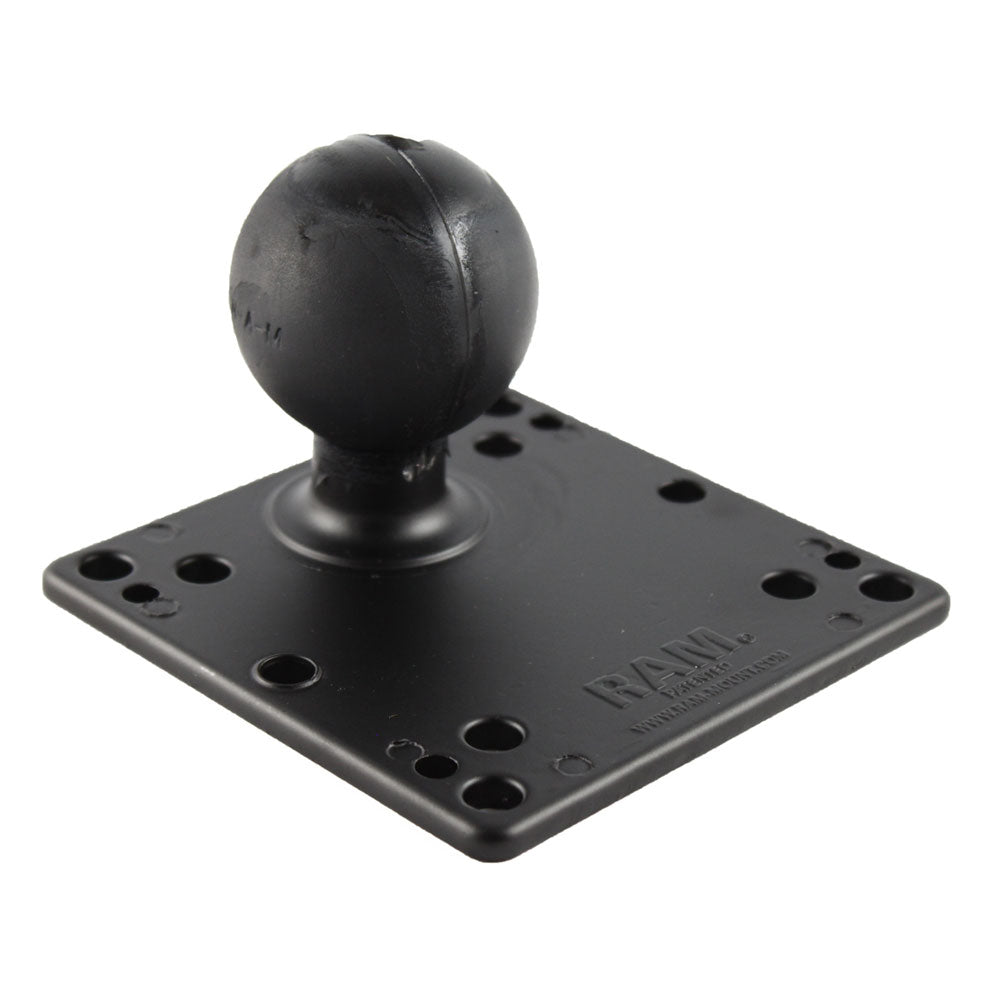 RAM Mount D Size VESA plate with 100x100mm holes and 2.25-inch ball for secure mounting by RAM Mounting Systems.