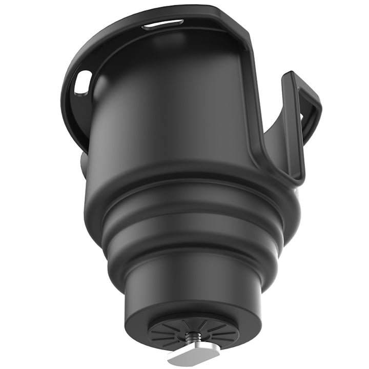 RAM Mount Drink Cup Holder for Tracks, a sturdy mount designed for secure hold of cups in vehicle tracks.