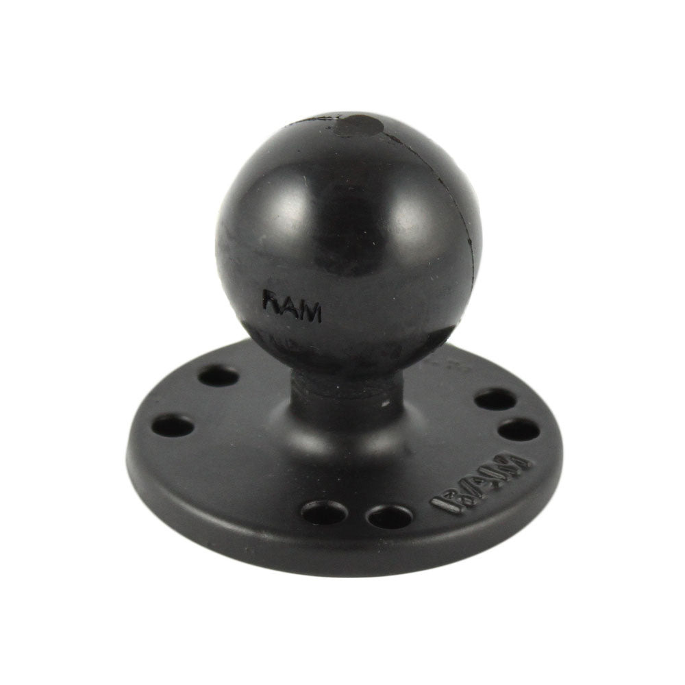 RAM Mount 2-1/2-inch diameter GPS mounting base with 1.5-inch ball for secure navigation device attachment.
