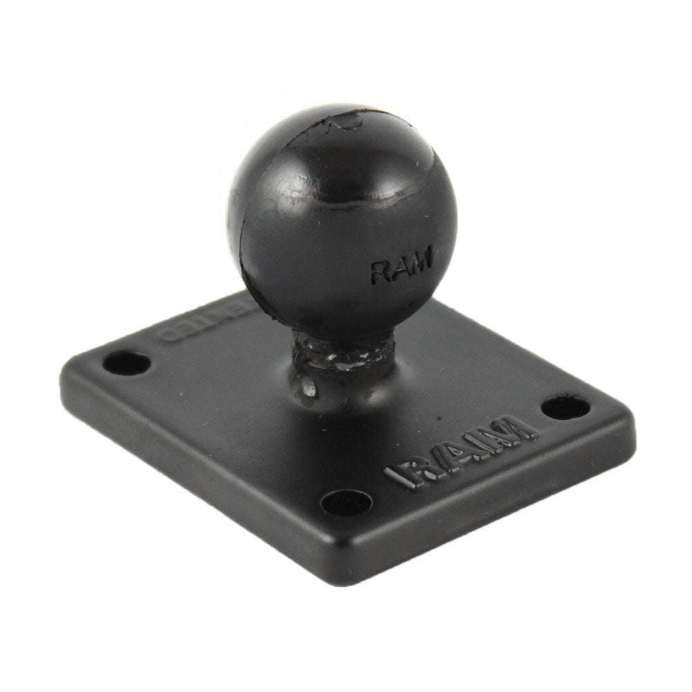 RAM Mount Square 2x1.7-inch GPS base with 1-inch ball for mounting accessories, made by RAM Mounting Systems.