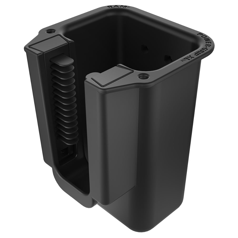 RAM Mount Power-Grip XL universal scanner gun holder with adjustable grip, designed for iPads, iPhones, and iPods.