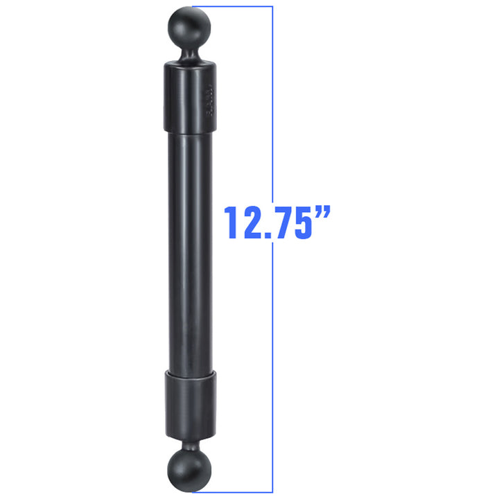 RAM Mount 12.75-inch kayak mount extension pole with two 1-inch balls for versatile accessory mounting on boats.
