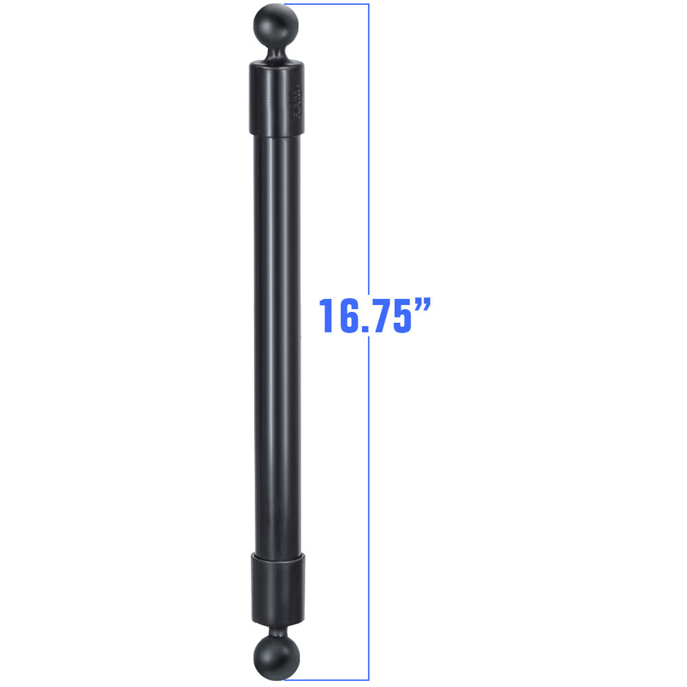 RAM Mount 16.75-inch kayak extension pole with two 1-inch ball ends, compatible with kayak mounts for versatile accessory attachment.