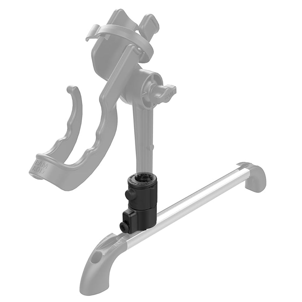 RAM Mounting Systems RAM Universal Adapt-A-Post Track Base kayak mount, durable black plastic with mounting holes for accessories.