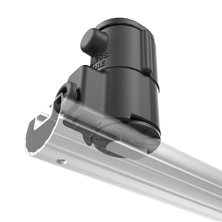 RAM Mounts Universal Adapt-A-Post Track Base for kayak mounts, durable black mounting system with adjustable track for secure gear attachment.