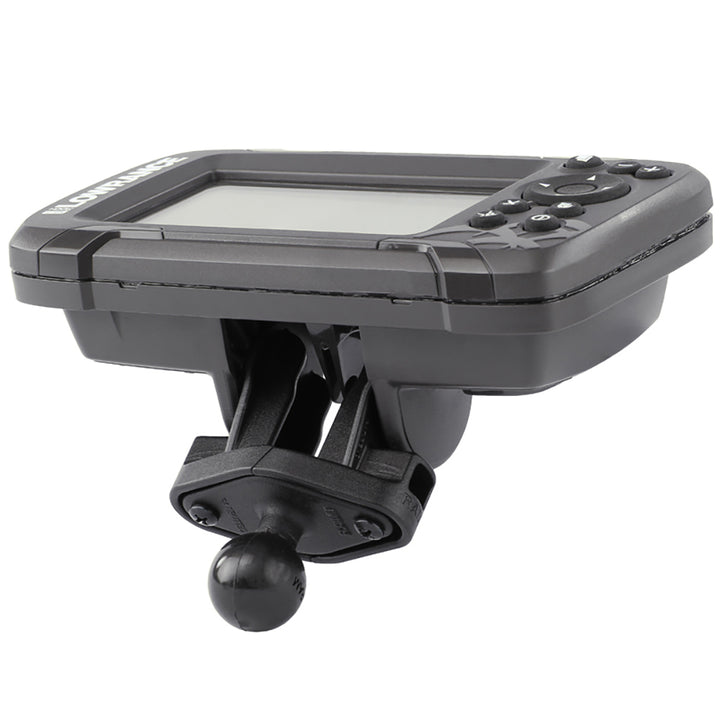 RAM Mount Fishfinder Mount for Lowrance Hook2 Series, 1" track mount, marine electronics mount for fishing boat setups.