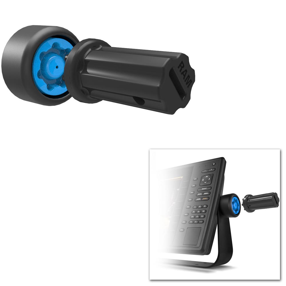 RAM Mount Pin-Lock Security Knob for Gimbal Brackets, marine electronics mounts by RAM Mounting Systems, secured with locking mechanism