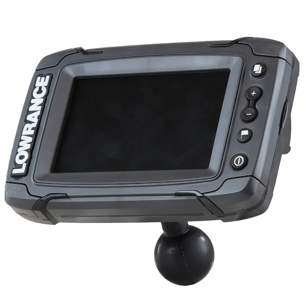RAM Mount Quick Release Mount for Lowrance Elite and Mark marine electronics, durable marine electronics mounting solution.
