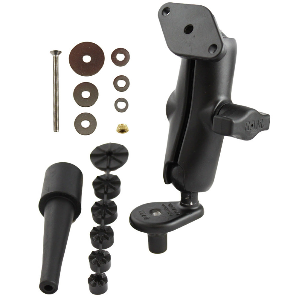 RAM Mounting Systems motorcycle fork stem base with double socket diamond for secure handlebar mounting on bikes.