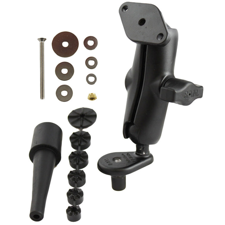 RAM Mounting Systems motorcycle fork stem base with double socket diamond for secure handlebar mounting on bikes.