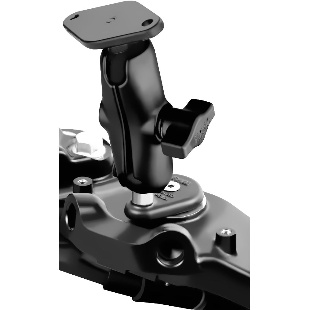 RAM Mounting Systems motorcycle fork stem base with double socket diamond for secure mounting of accessories on bikes.
