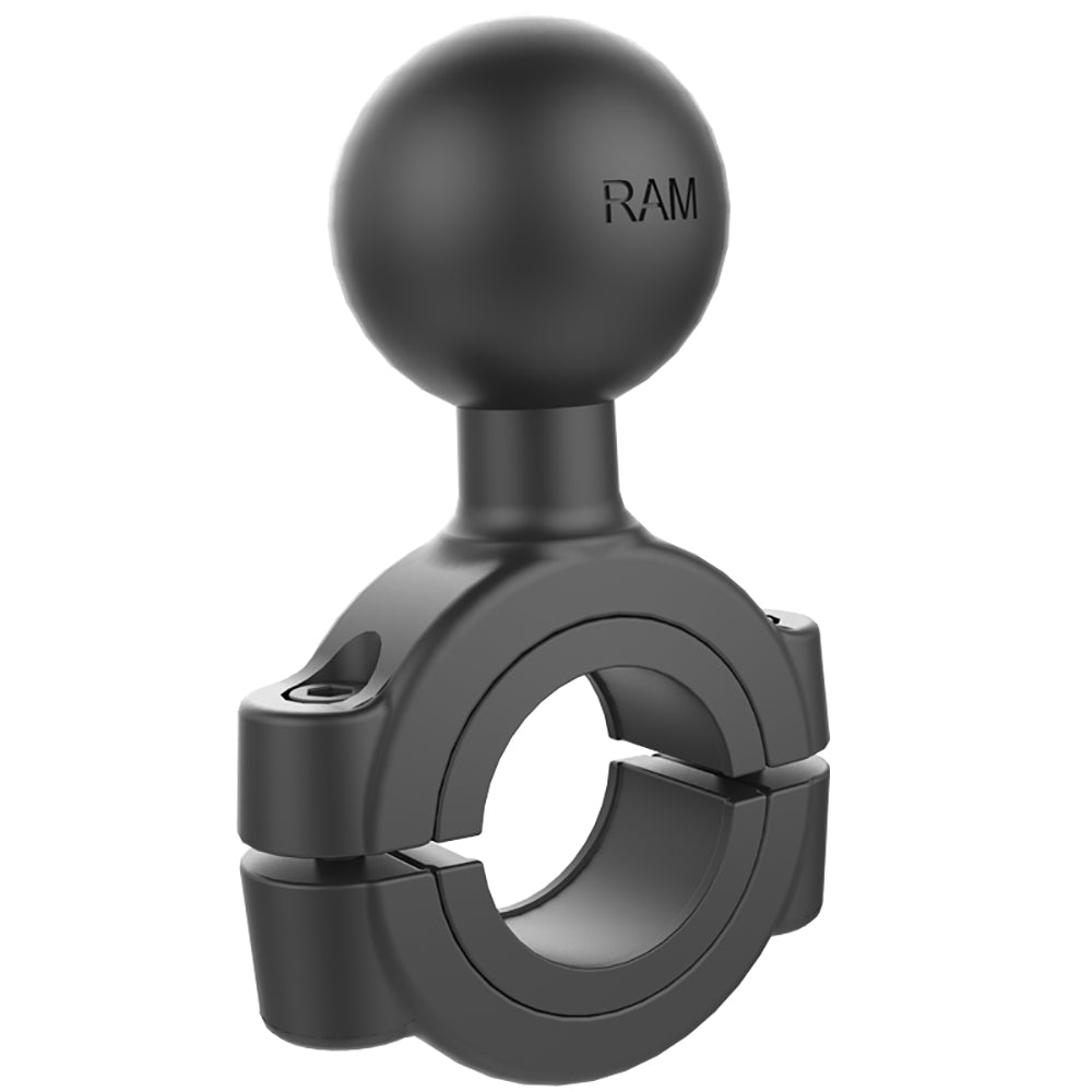 RAM Mount Torque handlebar rail base fits 1-1/8" to 1-1/2" diameter handlebars with 1.5" C-size ball for secure mounting.
