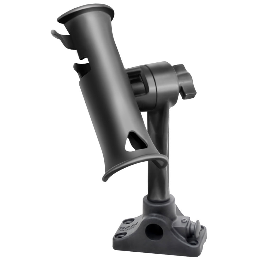 RAM Mount RAM Tube Jr. Fishing Rod Holder, Standard 6" Length Post Spline &amp; Combo Bulkhead/Flat Surface Base w/Plunger