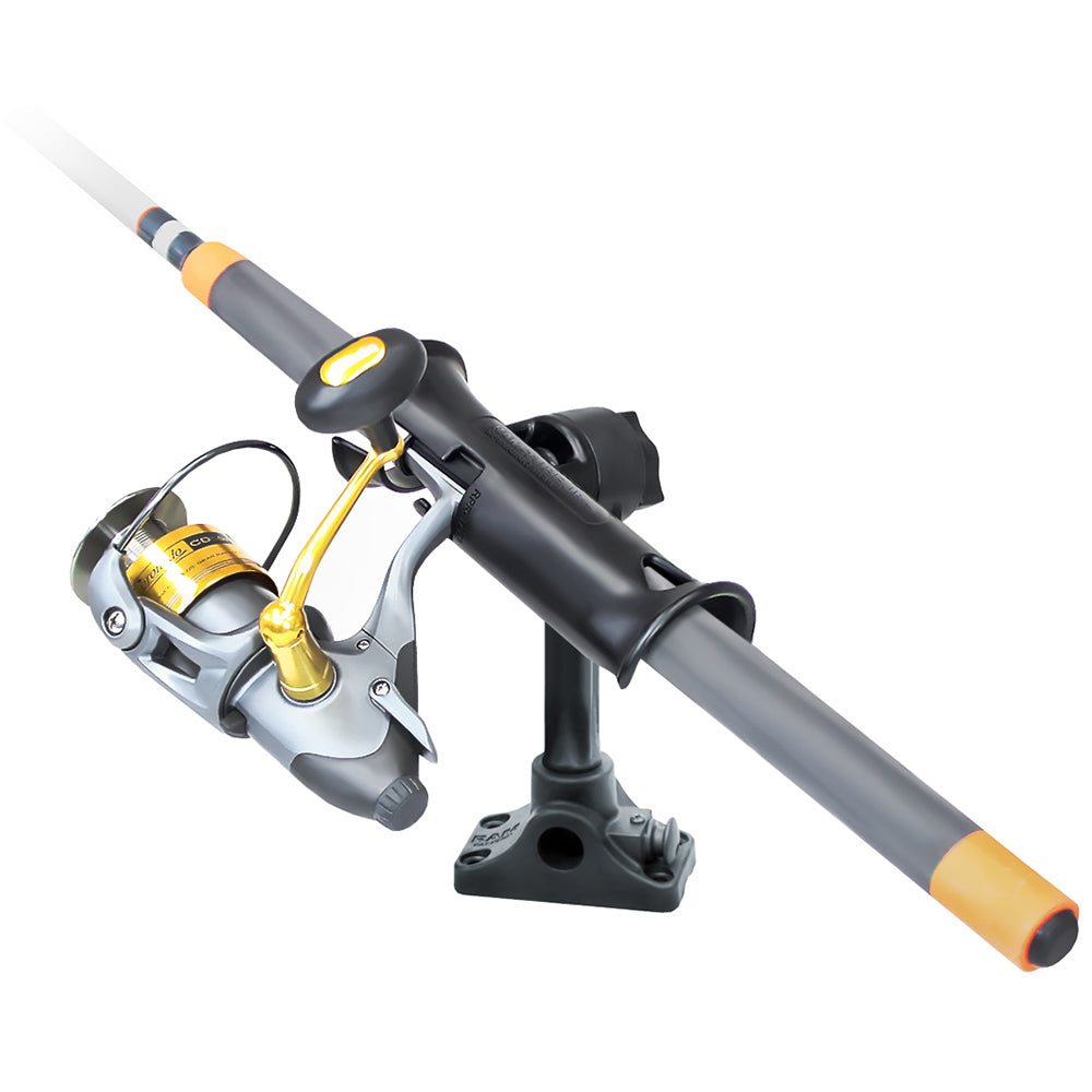 RAM Mount RAM Tube Jr. Fishing Rod Holder, Standard 6" Length Post Spline &amp; Combo Bulkhead/Flat Surface Base w/Plunger