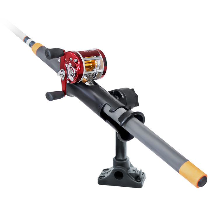 RAM Mount RAM Tube Jr. Fishing Rod Holder, Standard 6" Length Post Spline &amp; Combo Bulkhead/Flat Surface Base w/Plunger